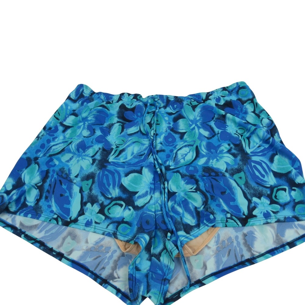Blair‎ Womens Swim Skirt Shorts Blue Floral Tummy Lining Size 24W